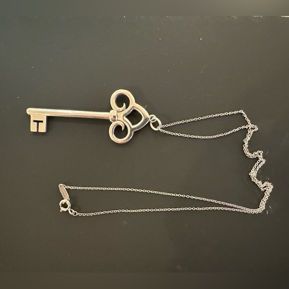 Tiffany & Co. sterling silver key necklace.